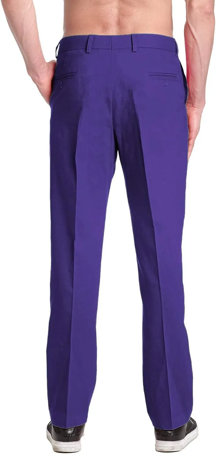 Brand Men's COTTON Dress Pants PURPLE INDIGO Flat Front Mens Trousers
