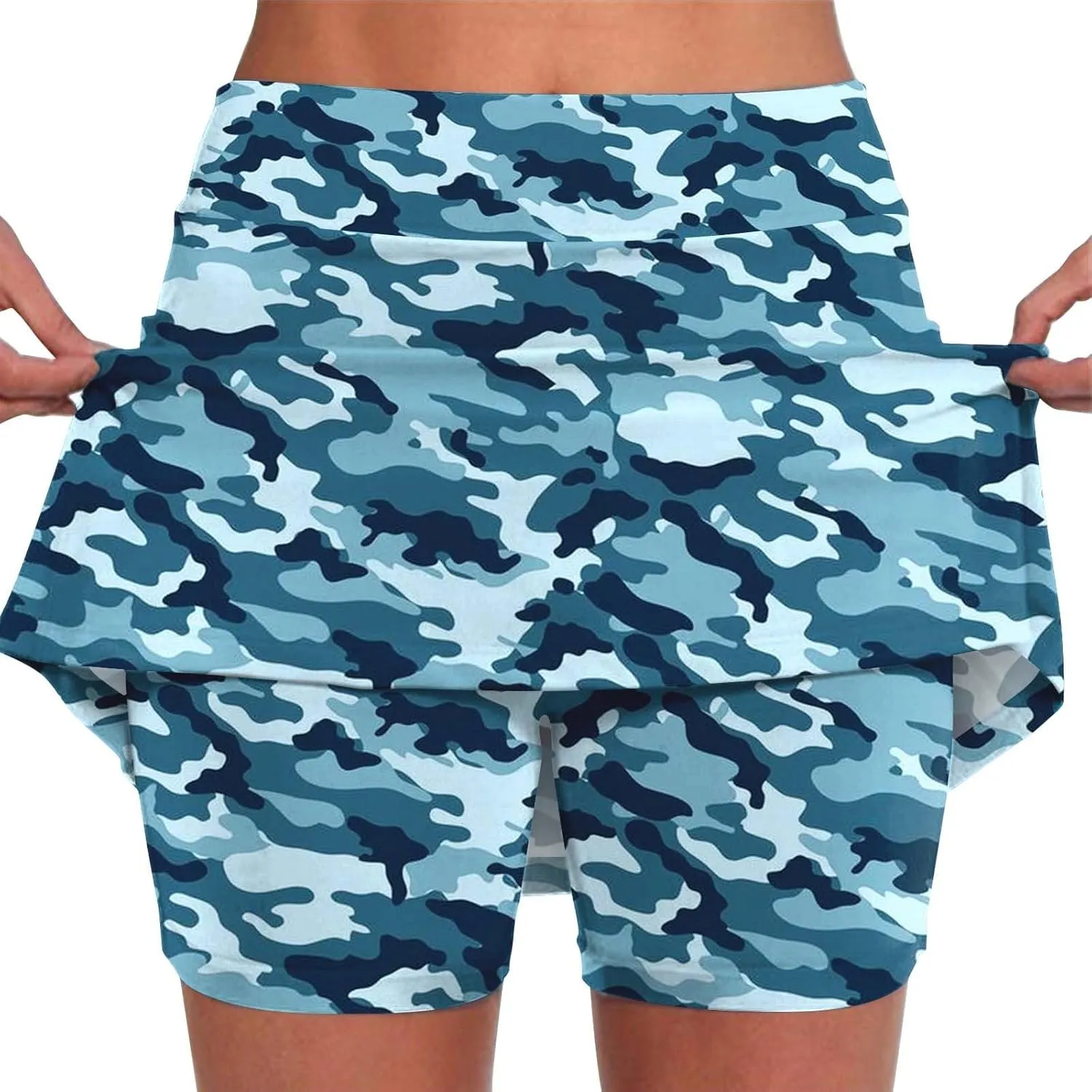 Camo Tennis Skirts for Women Plus Size Summer Athletic Workout Golf Skorts Activewear Tight Skinny Built in Leggings Shorts