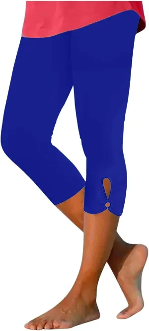 Capri Leggings for Women High Waisted Yoga Capri Pants Stretchy Lounge Pants Solid Color Capri Leggings Pajama Capri