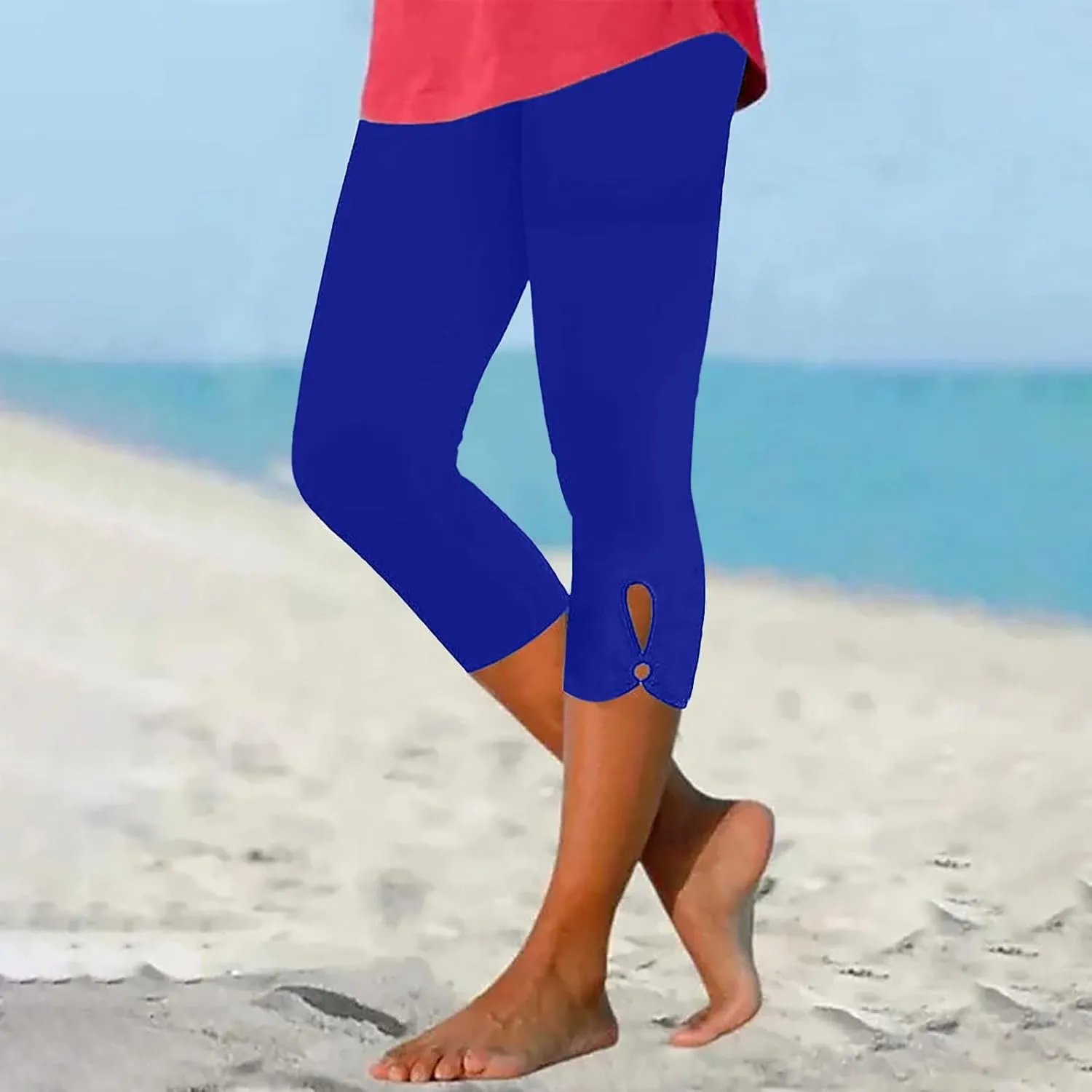 Capri Leggings for Women High Waisted Yoga Capri Pants Stretchy Lounge Pants Solid Color Capri Leggings Pajama Capri