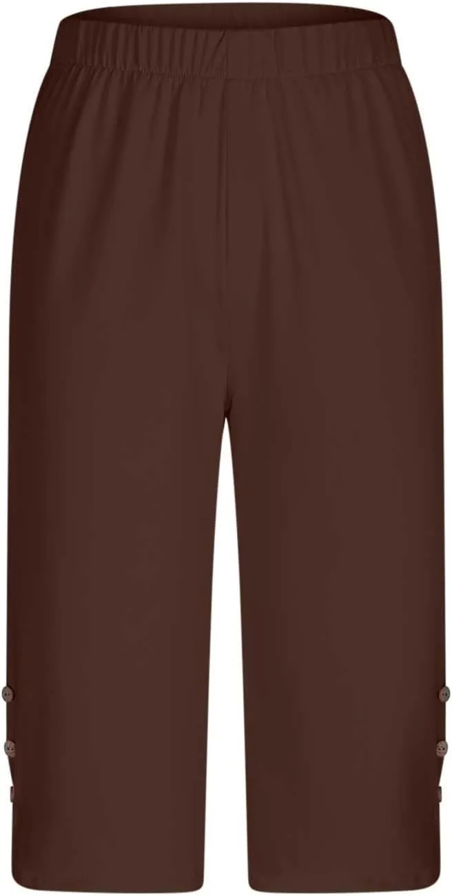 Capri Pants for Women Casual Summer Cropped Pants Plus Size Elastic Waist Capris Comfy Workout Loose Yoga Pants