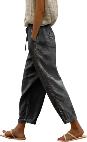Capris Pants for Women Pants Drawstring Capri Pants with Pockets Wide Leg Cropped Pants for Women Capris Pants for