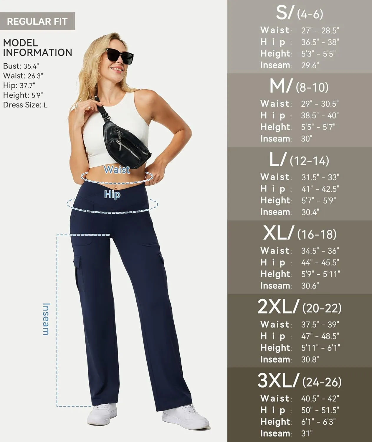 Casei Yoga Pants with Pockets for Women Wide Leg Cargo Pants High Waist Crossover Stretch Work Travel Casual Sweatpants