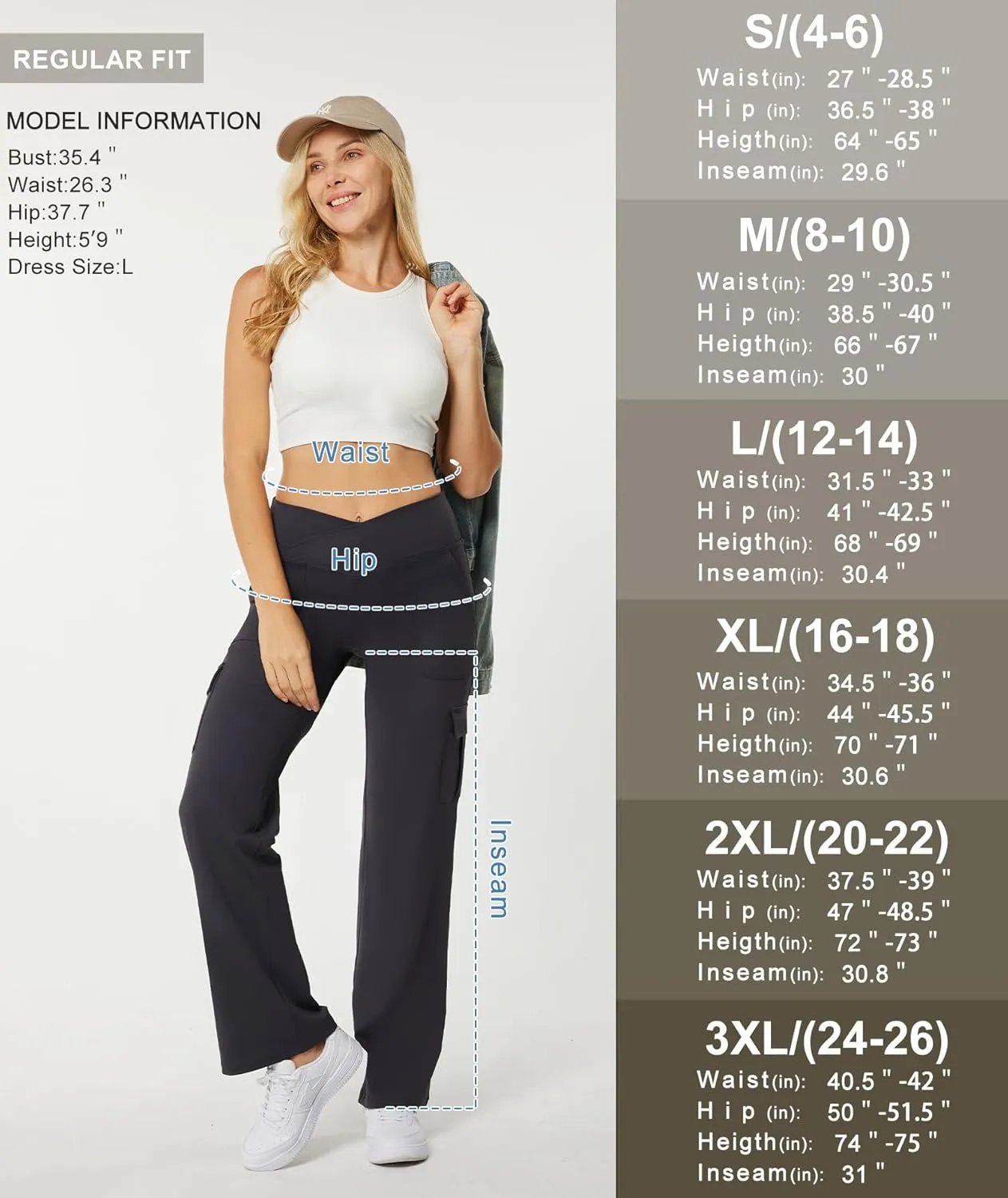 Casei Yoga Pants with Pockets for Women Wide Leg Cargo Pants High Waist Crossover Stretch Work Travel Casual Sweatpants