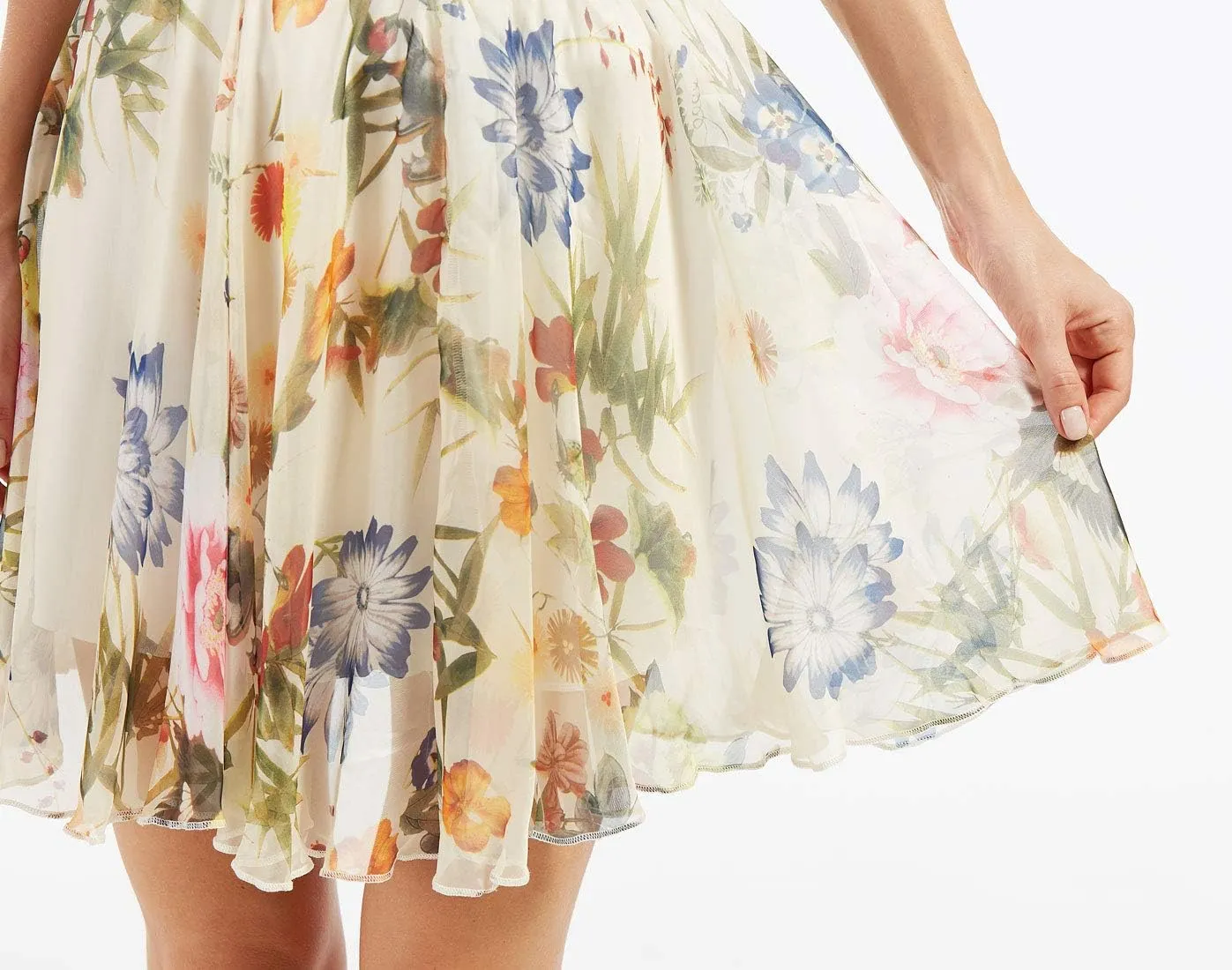 CHARTOU Women's Elegant Summer Full Length Boho Floral Print Pleated Chiffon Long Maxi Skirt Dress