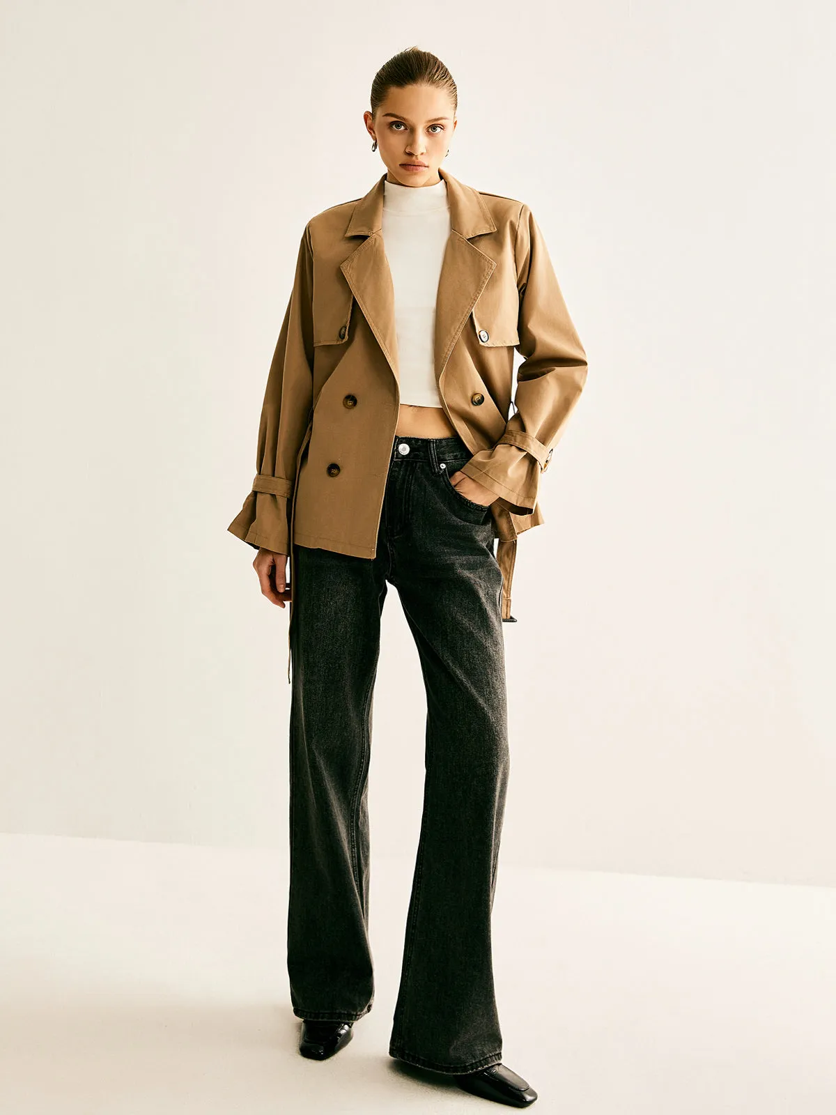 Chicmy-Lapel Buckle-Belted Trench Coat