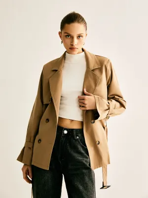 Chicmy-Lapel Buckle-Belted Trench Coat