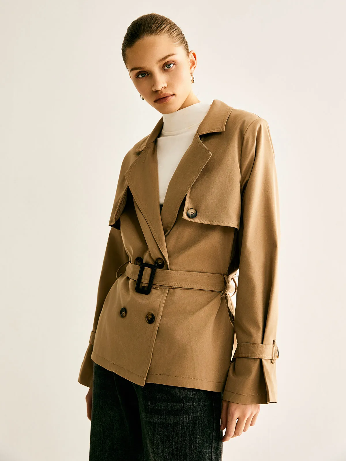 Chicmy-Lapel Buckle-Belted Trench Coat