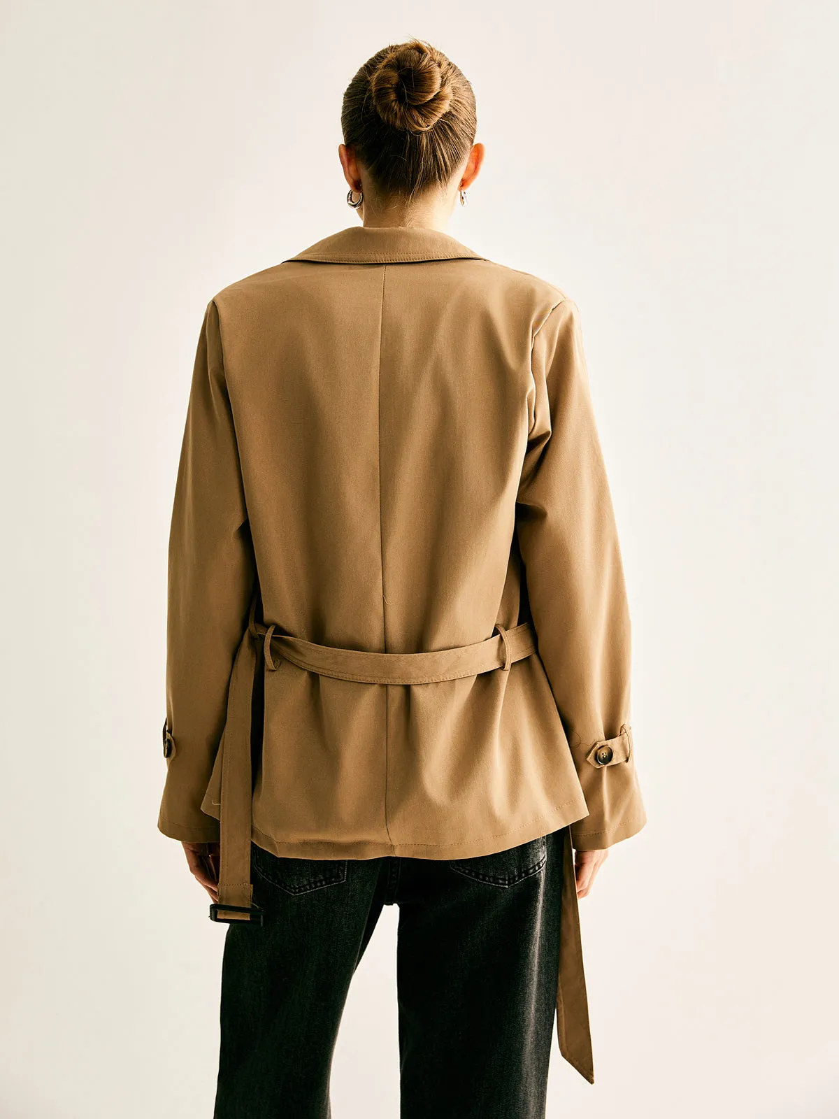 Chicmy-Lapel Buckle-Belted Trench Coat