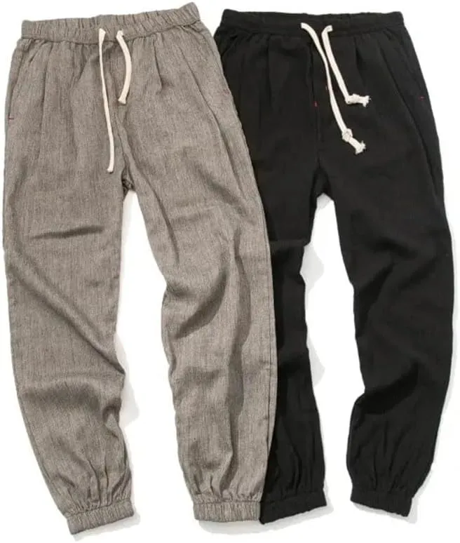 Chinese Style Harem Pants Men's Linen Pants Men's Cotton Linen Pants Casual Jogging Pants