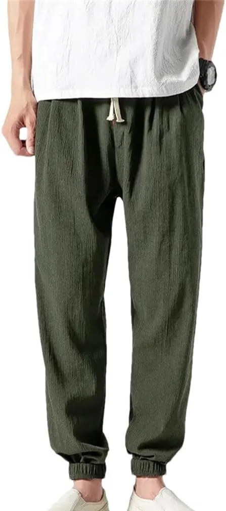 Chinese Style Harem Pants Men's Linen Pants Men's Cotton Linen Pants Casual Jogging Pants