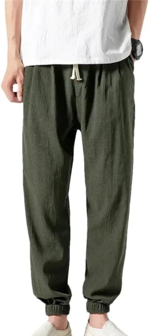 Chinese Style Harem Pants Men's Linen Pants Men's Cotton Linen Pants Casual Jogging Pants