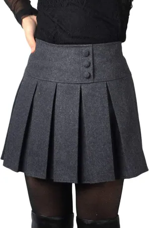 chouyatou Women's Casual Plaid High Waist A-Line Wool Pleated Short Skirt