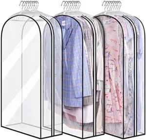 Clothes Cover 10" Gusseted Clear Garment Bags Long Garment Bag for Hanging Clothes, 3 Packs Suit Bags (Size : 60 * 102 * 25.5cm)