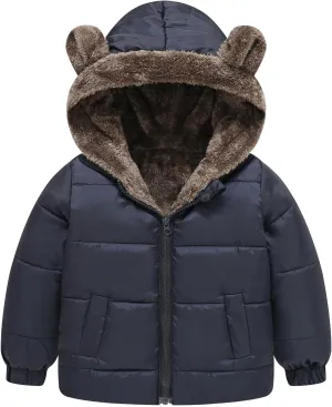 Coattail Jacket Boys Boys and Girls Middle Children Solid Color Ears Cute Pocket Short Cotton Padded Kids Anorak