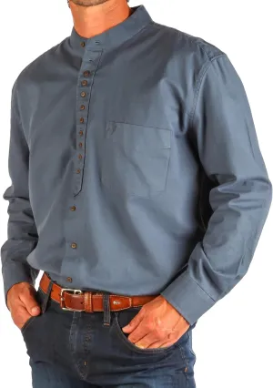 Collarless Shirt for Men, Irish Grandfather Cotton Linen Long Sleeve Button Down Banded Collar Dress Shirt
