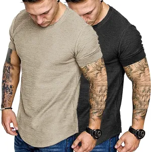 COOFANDY Men Muscle Workout T Shirt Gym Bodybuilding Active Short Sleeve Tee Top Black