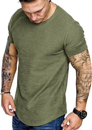 COOFANDY Men Muscle Workout T Shirt Gym Bodybuilding Active Short Sleeve Tee Top Black