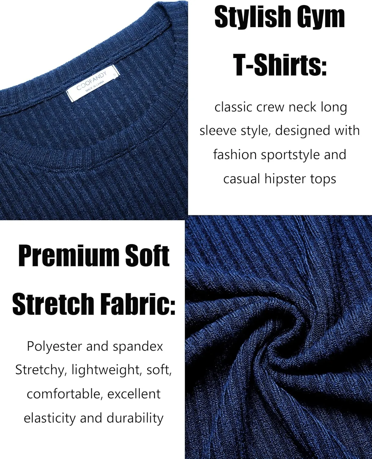 COOFANDY Men's 2 Pack Muscle T-Shirt Stretch Long Sleeve Gym Workout Bodybuilding Training Tee Shirts Casual Hipster Tops