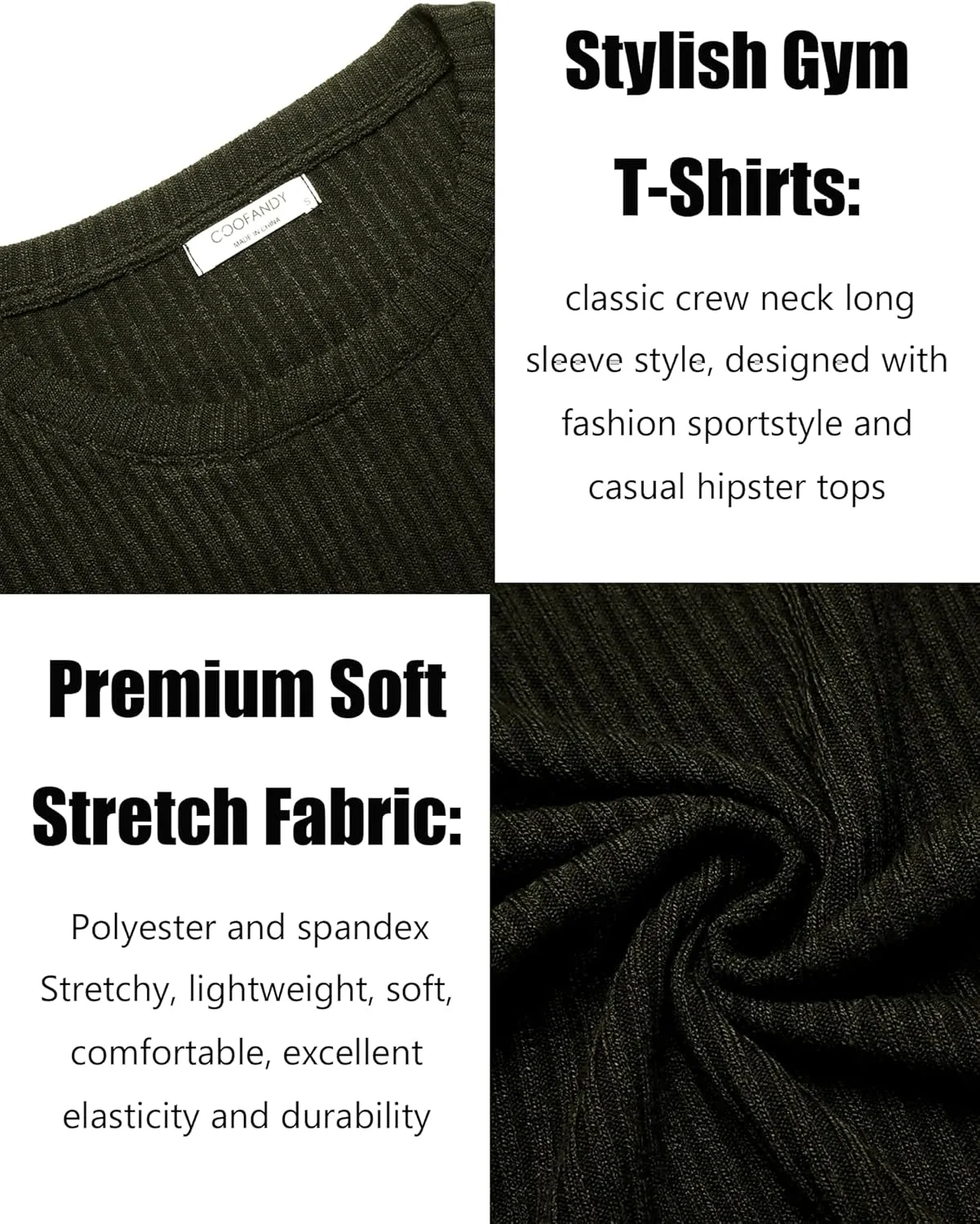 COOFANDY Men's 2 Pack Muscle T-Shirt Stretch Long Sleeve Gym Workout Bodybuilding Training Tee Shirts Casual Hipster Tops