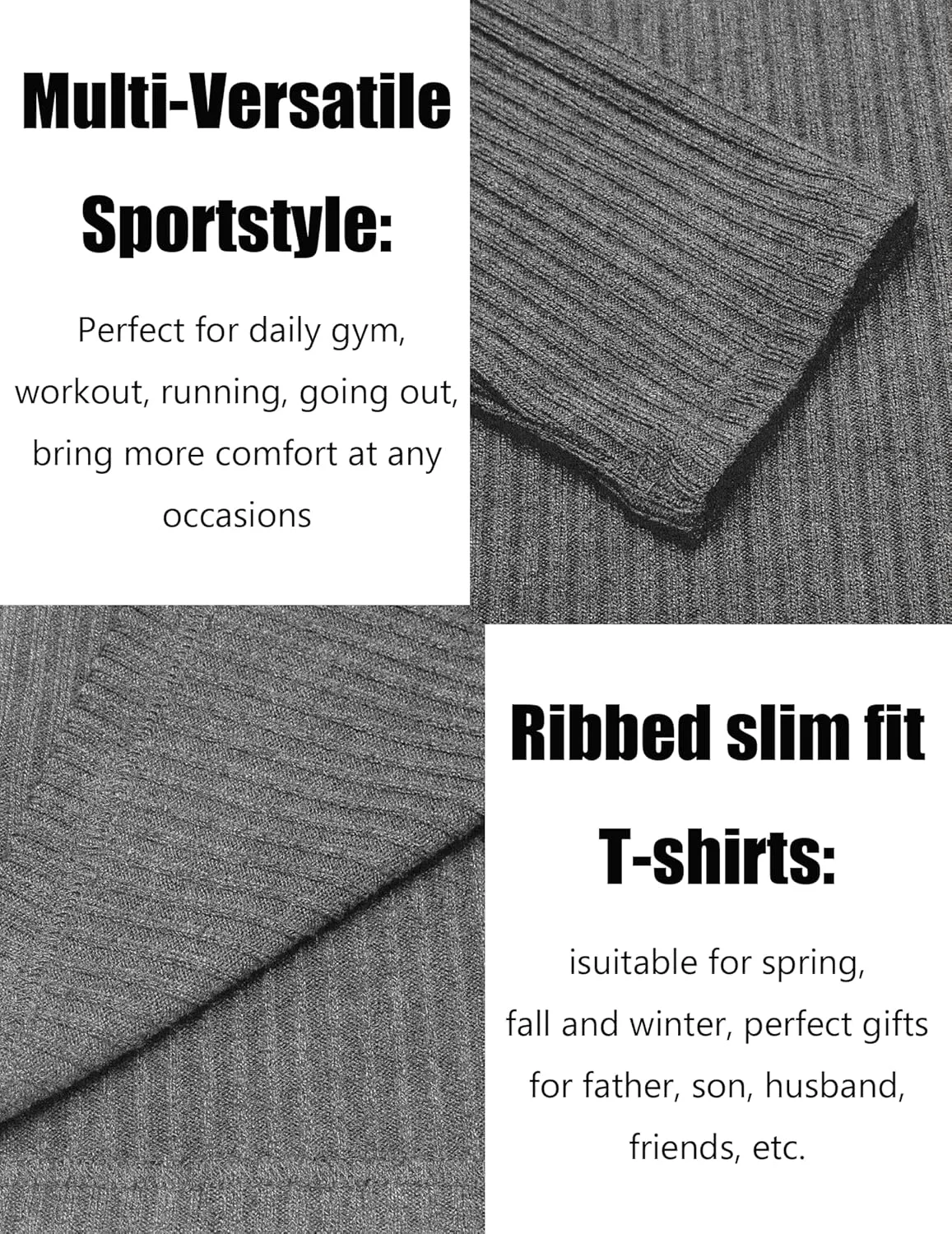 COOFANDY Men's 2 Pack Muscle T-Shirt Stretch Long Sleeve Gym Workout Bodybuilding Training Tee Shirts Casual Hipster Tops
