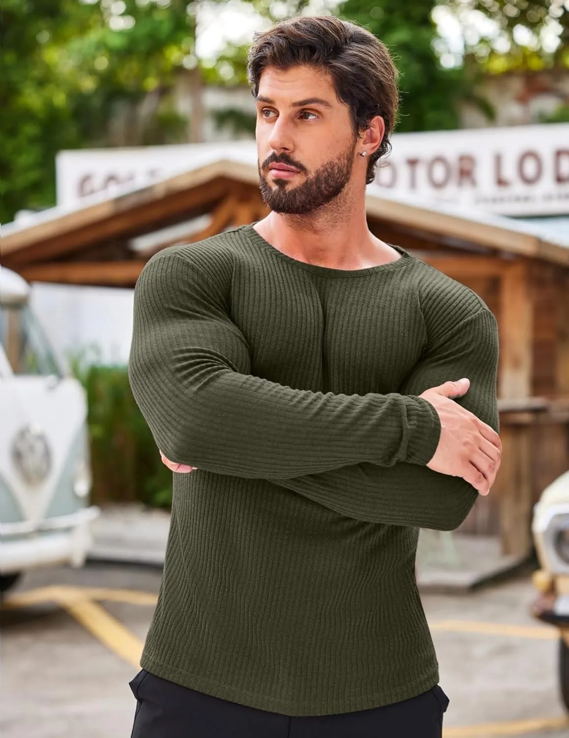 COOFANDY Men's 2 Pack Muscle T-Shirt Stretch Long Sleeve Gym Workout Bodybuilding Training Tee Shirts Casual Hipster Tops