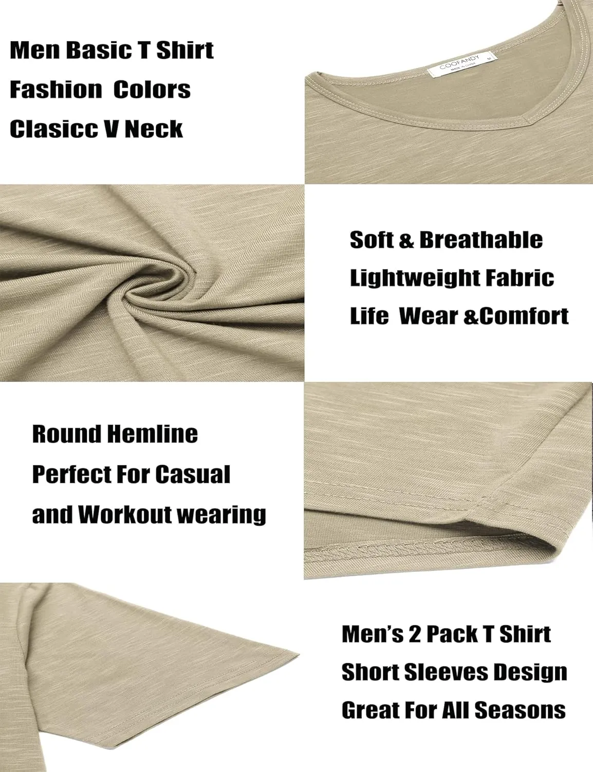 COOFANDY Mens 2 Pack Muscle V Neck T Shirt Fitted Gym Workout Short Sleeve Bodybuilding Tee
