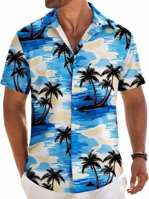 COOFANDY Mens Button Down Shirt Short Sleeve Casual Shirts Beach Summer Linen Shirts Wedding Vacation Shirt