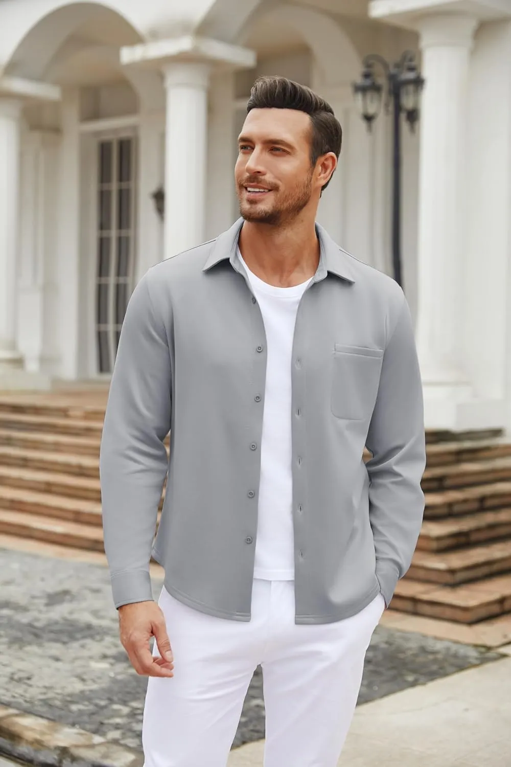 COOFANDY Men's Long Sleeve Wrinkle Free Shirt Casual Button Down Shirts Stretch Dress Shirt with Pocket