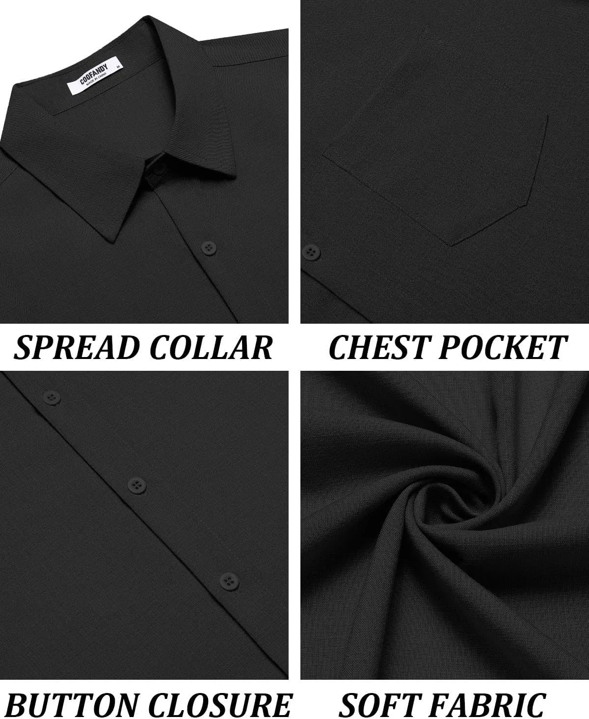 COOFANDY Men's Short Sleeve Button Down Shirt Casual Linen Shirts Summer Beach Vacation Shirt with Pocket