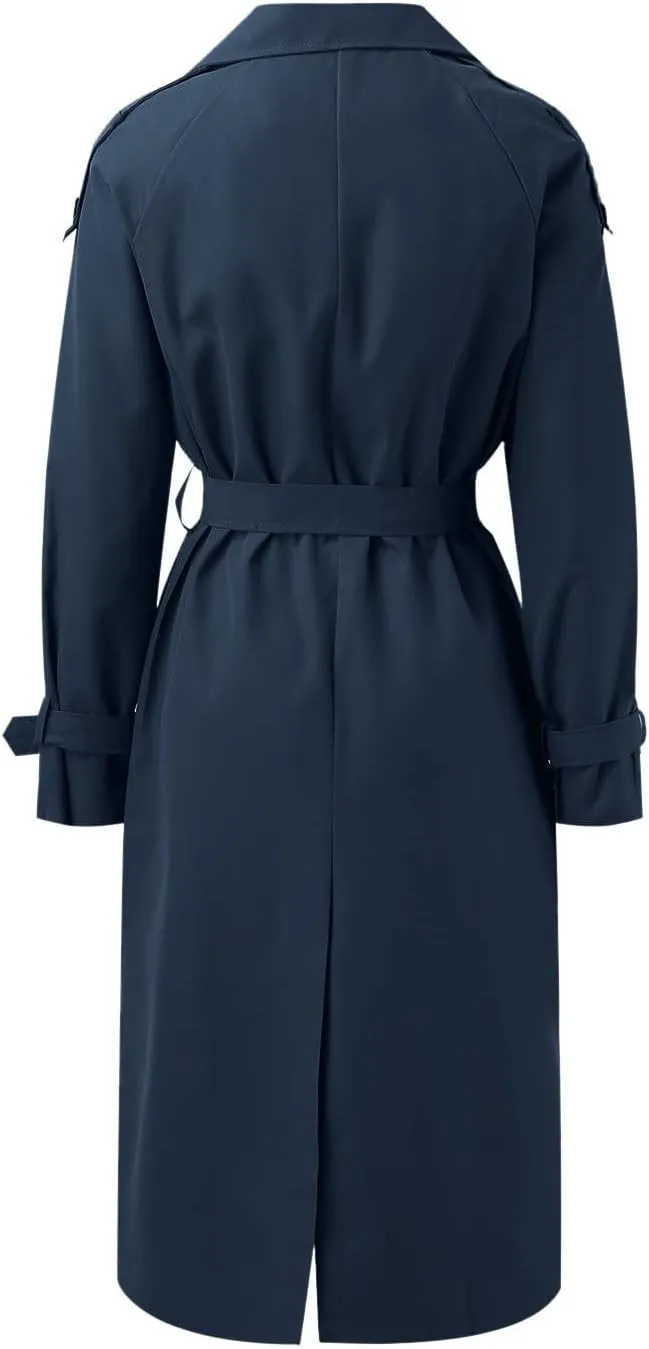 cooki Winter Jacket for Women 2024 Casual Women's Double Breasted Long Trench Coat Windproof Classic Lapel Slim Overcoats