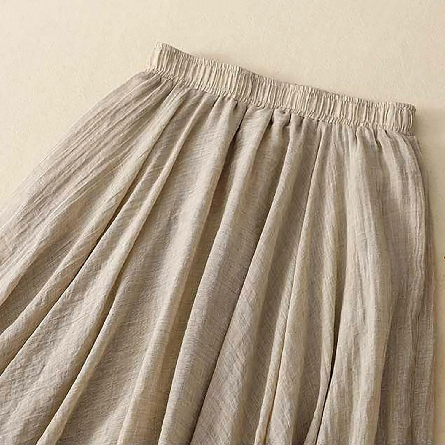 Cotton Skirts for Women Trendy Elegant Elastic High Waist A Line Layered Ruffle Flowy Fairy Swing Pleated Maxi Skirt
