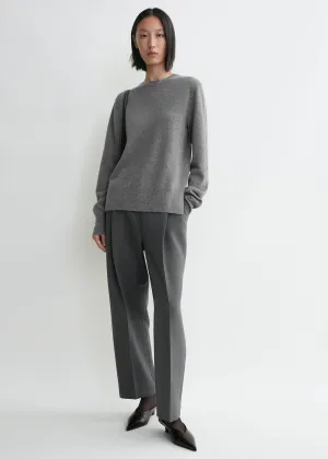 Crew-neck cashmere knit grey