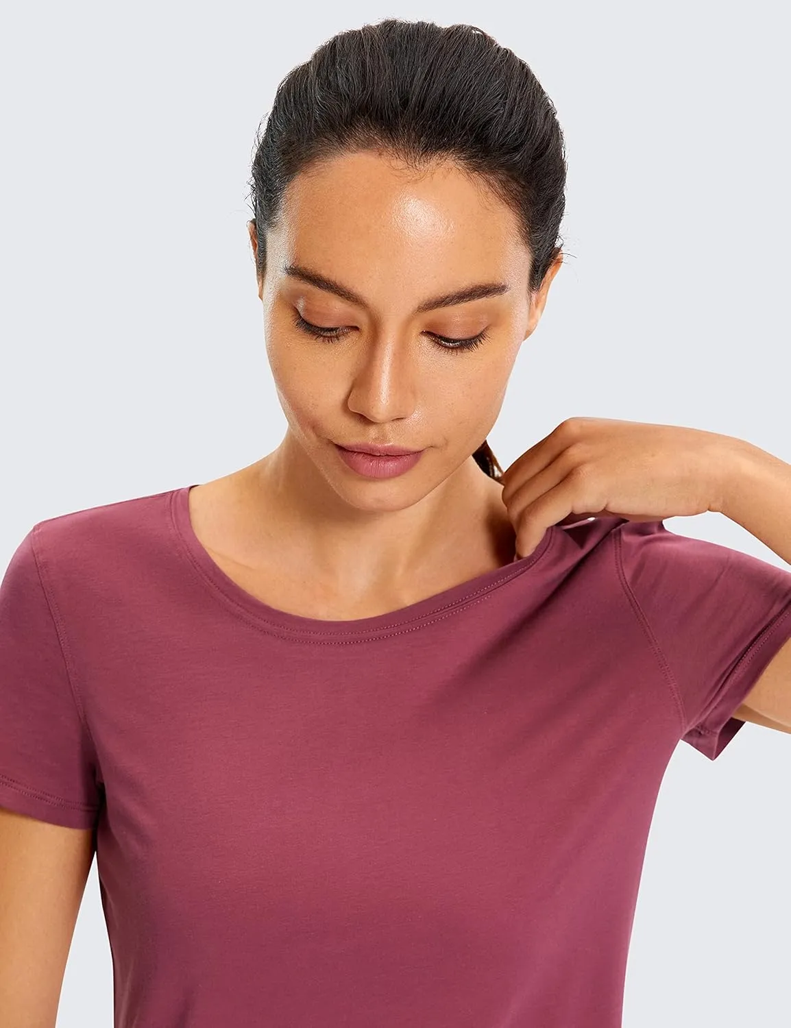 CRZ YOGA Pima Cotton Womens Short Sleeve Shirt Loose Casual Yoga T-Shirt Athletic Workout Tops