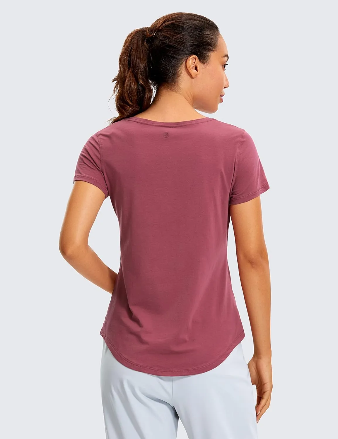 CRZ YOGA Pima Cotton Womens Short Sleeve Shirt Loose Casual Yoga T-Shirt Athletic Workout Tops