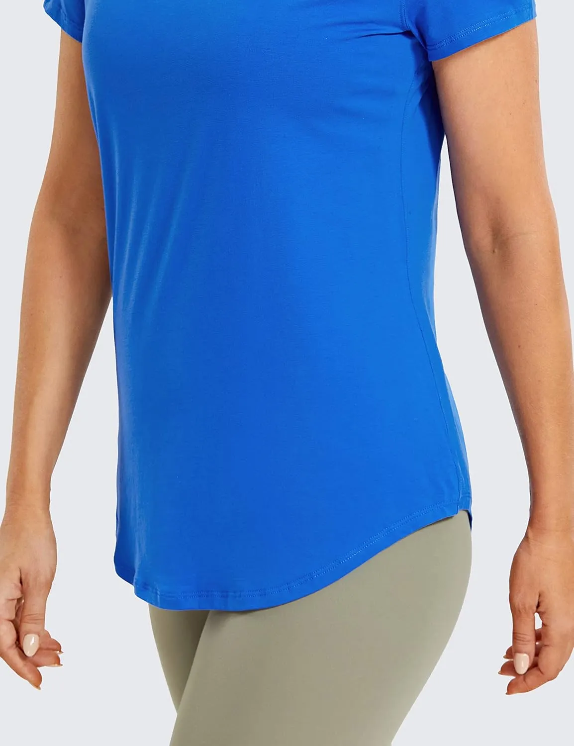 CRZ YOGA Pima Cotton Womens Short Sleeve Shirt Loose Casual Yoga T-Shirt Athletic Workout Tops