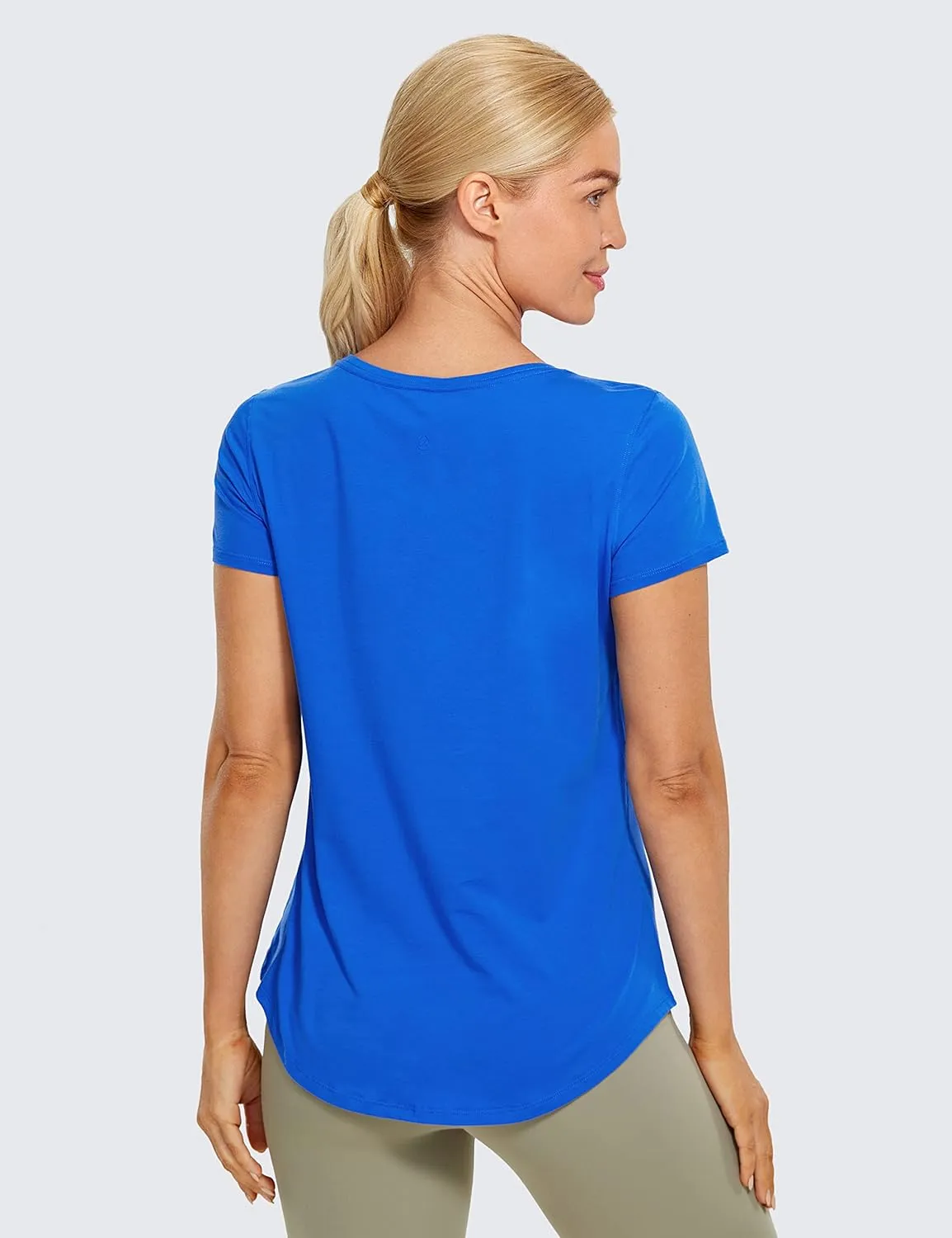 CRZ YOGA Pima Cotton Womens Short Sleeve Shirt Loose Casual Yoga T-Shirt Athletic Workout Tops
