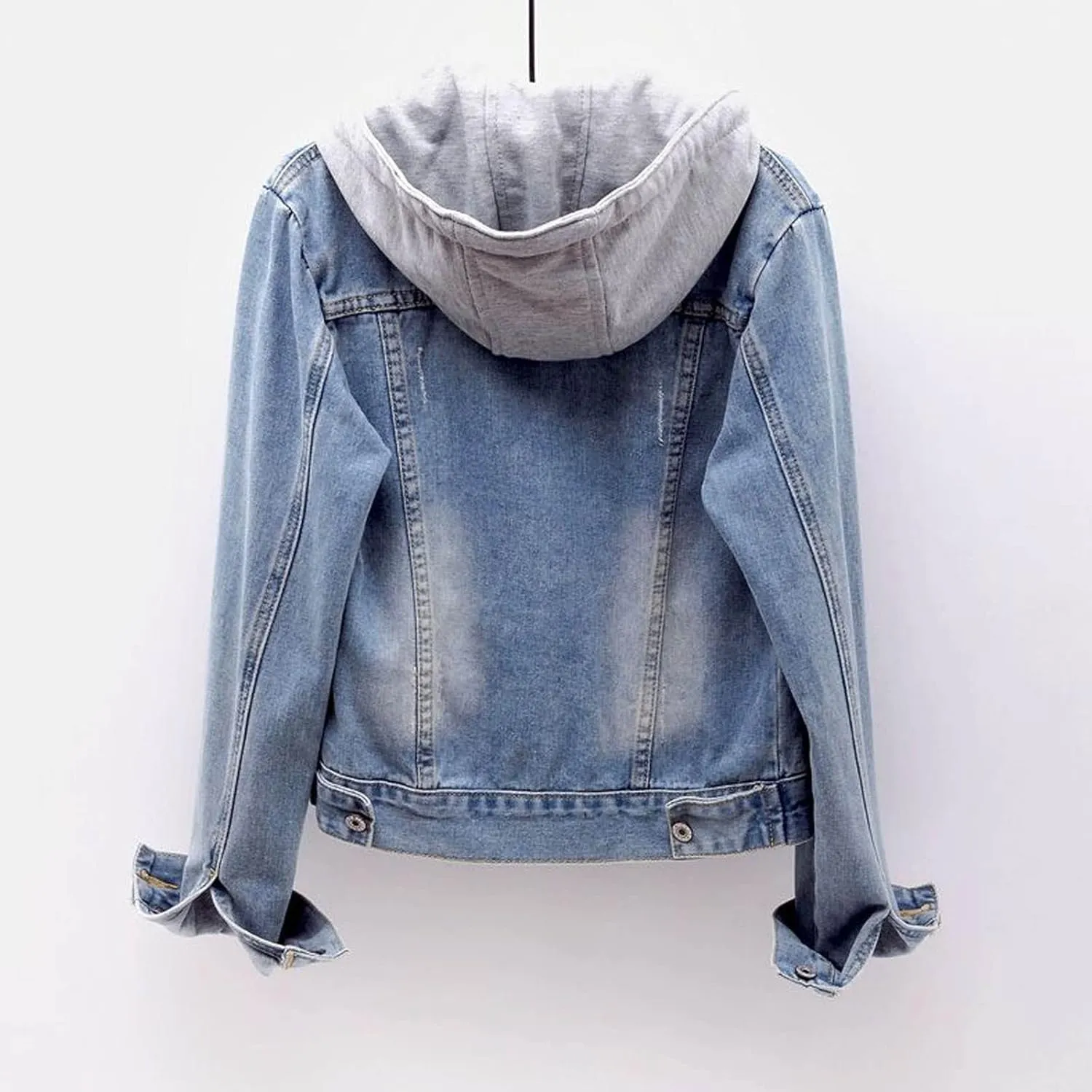 DDAPJ pyju Women's Warm Denim Jacket with Detachable Hood Fleece Lined Denim Coat Pockets Casual Winter Hoodies Jackets