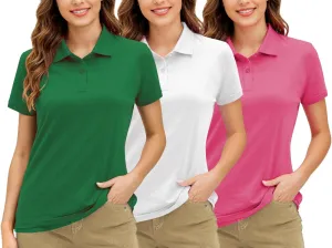 Decrum Polo Shirt for Women Pack of 3 Womens Golf Shirt Short Sleeve Tops Trendy Casual