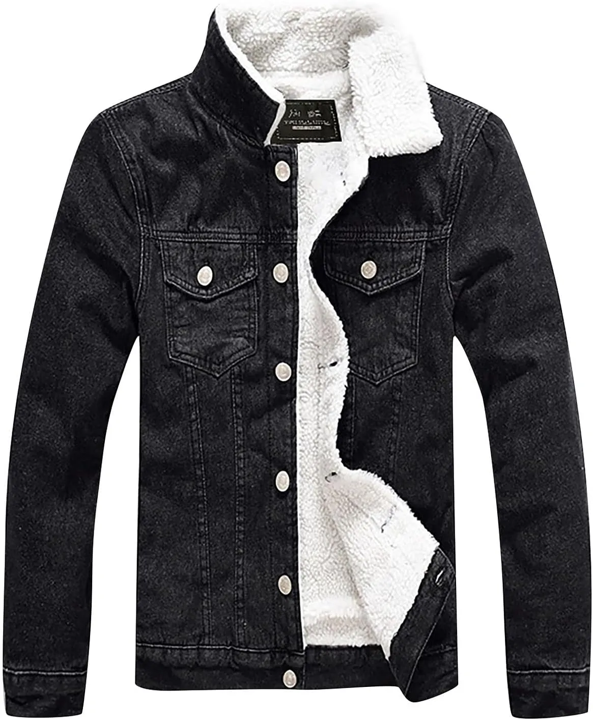 Denim Jacket For Men Sherpa Fleece Lined Warm Winter Trucker Jacket Lapel Thicken Coat Cowboy Jean Jacket Outerwear