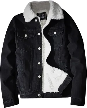 Denim Jacket For Men Sherpa Fleece Lined Warm Winter Trucker Jacket Lapel Thicken Coat Cowboy Jean Jacket Outerwear