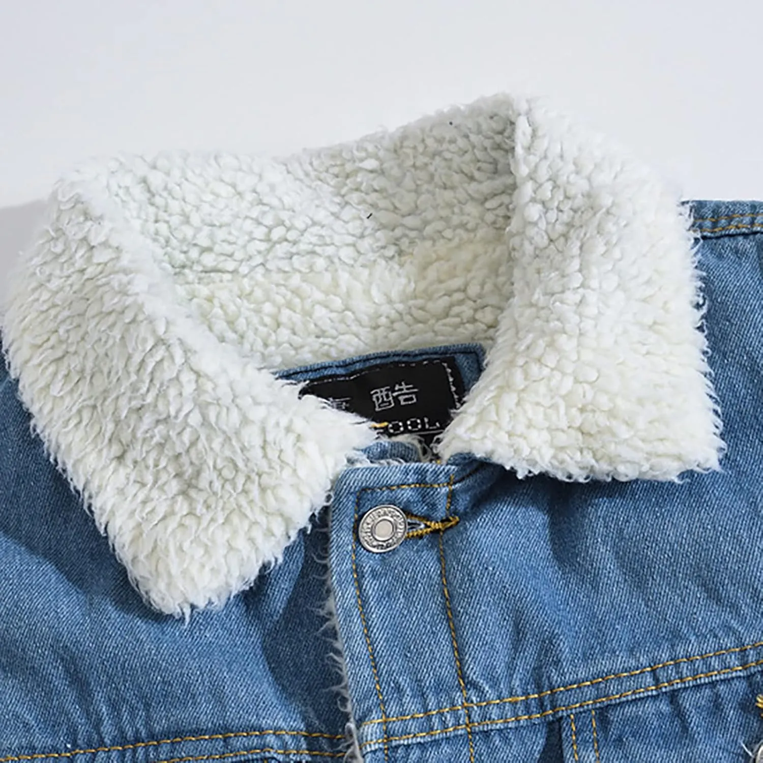 Denim Jacket For Men Sherpa Fleece Lined Warm Winter Trucker Jacket Lapel Thicken Coat Cowboy Jean Jacket Outerwear