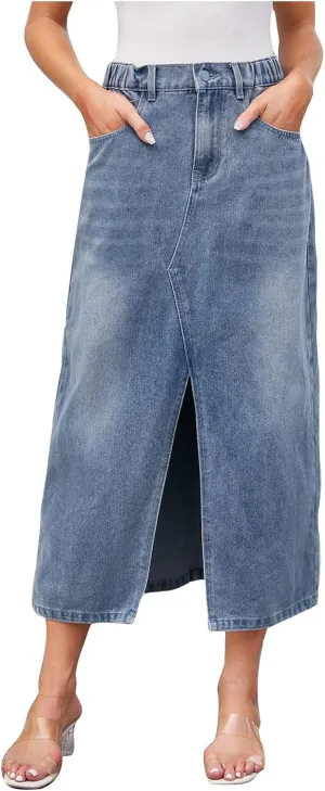 Denim Skirts for Women Hem Split Notch Distressed Mini Skirts Tight High Waisted Jean Skirt Fashion Trending Skirt