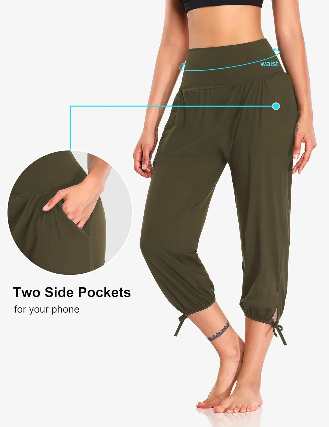 DIBAOLONG Womens Yoga Pants Capri Loose Workout Sweatpants Comfy Lounge Joggers with Pockets