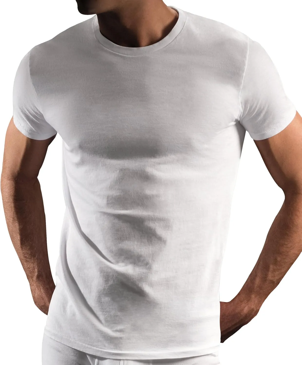 DKNY Men's 3 Pack Crew Neck Tee Shirt, White, Large