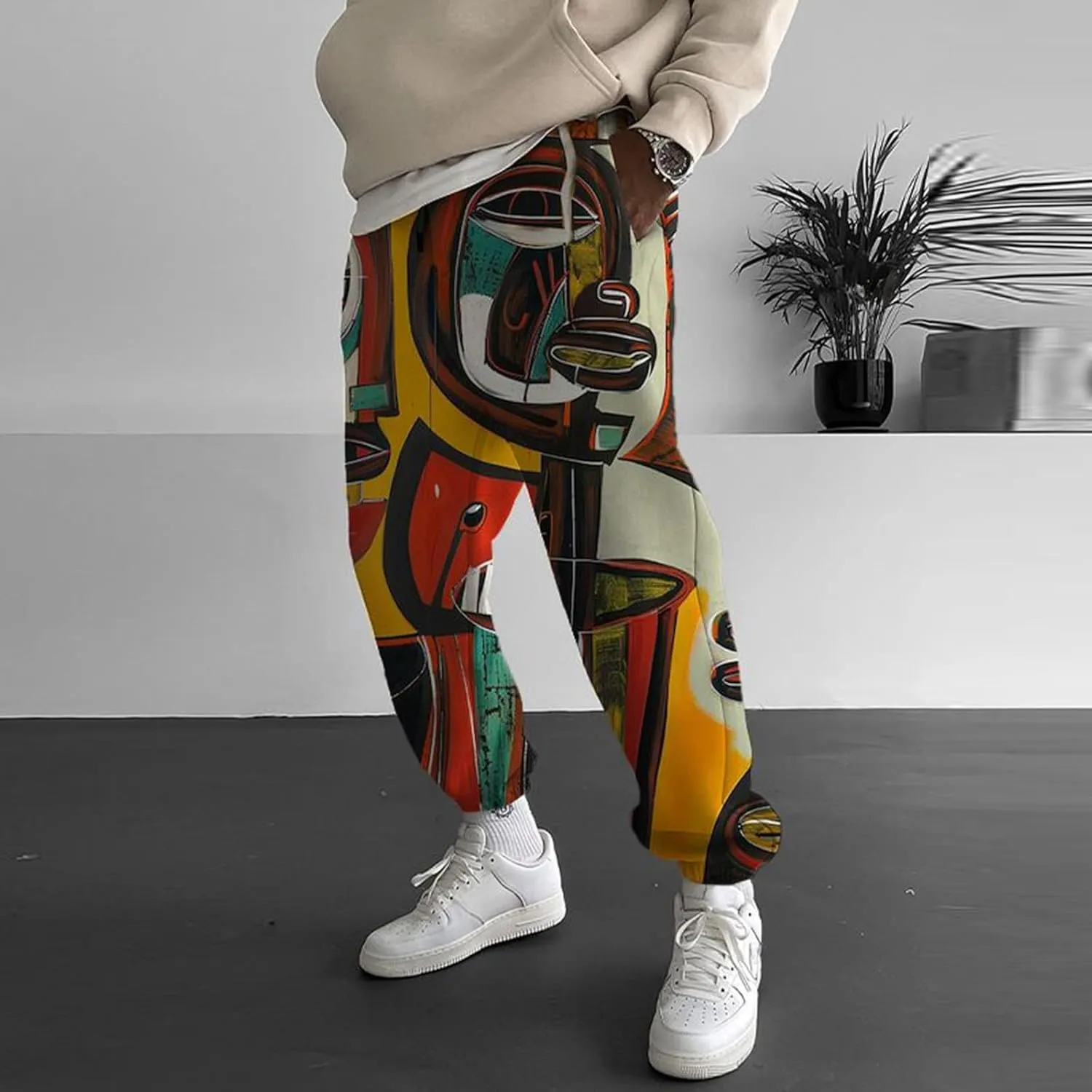 Elastic Waist Hippie Pant Street Feel Casual Sweatpants Mens Linen Cargo Jogger Pant Anime Clothes Baggy Sweatpants