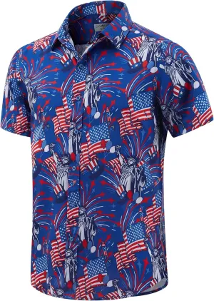 ENVMENST Hawaiian Shirt for Men Short Sleeve Beach Printed Summer Button Down Aloha Shirt(S-3XL)