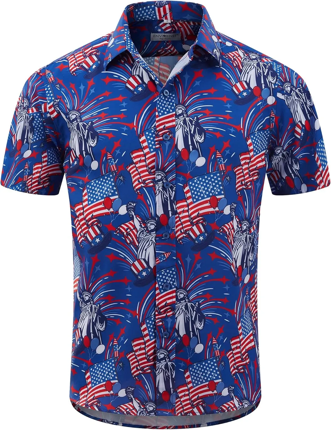 ENVMENST Hawaiian Shirt for Men Short Sleeve Beach Printed Summer Button Down Aloha Shirt(S-3XL)
