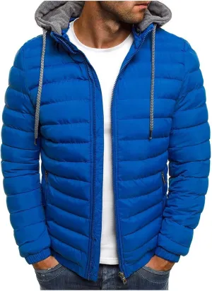 evzosrz Mens Zipper Jacket Warm Thick Leisure Cotton-padded Sweatshirt Long Sleeve Autumn Winter Hooded Coat with Pocket