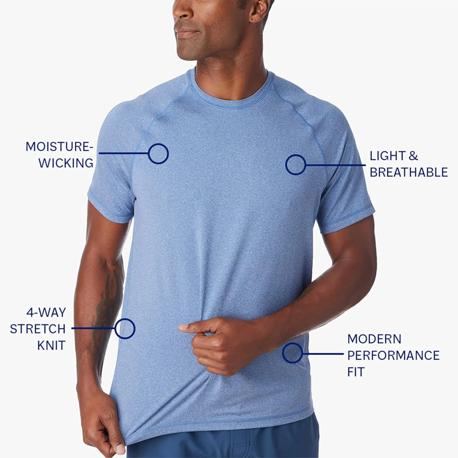 Fair Harbor The BreezeKnit Performance Tee  Men's Ultrasoft Performance T-Shirt  Quick Dry, Moisture Wicking Fabric